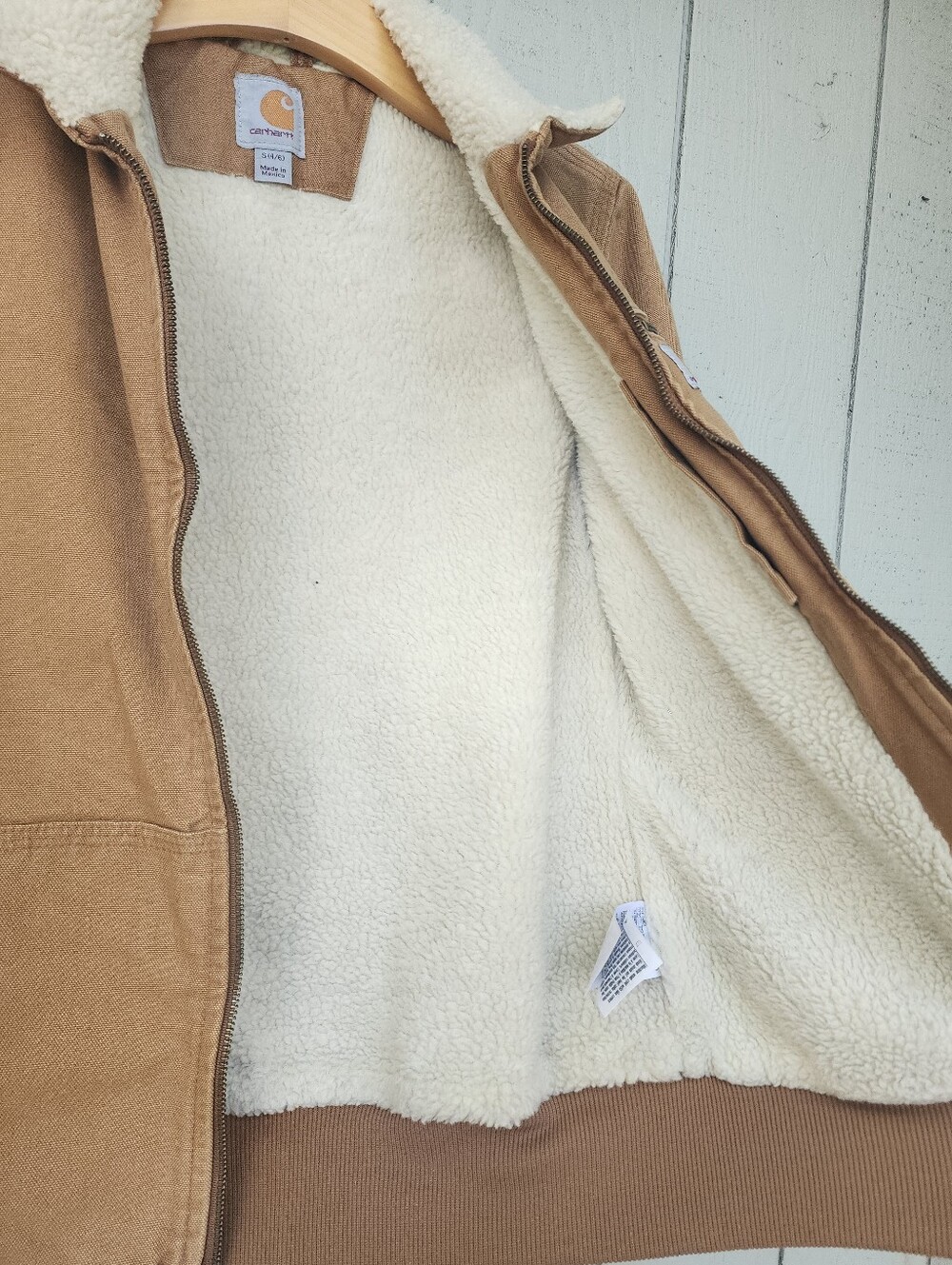 Carhartt Weathered Wildwood Sherpa Jacket Brown Sz Small - Picture 8 of 10